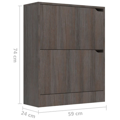 Kenkäkaappi 2 ovella Sonoma-tammi 59x24x74 cm tekninen puu