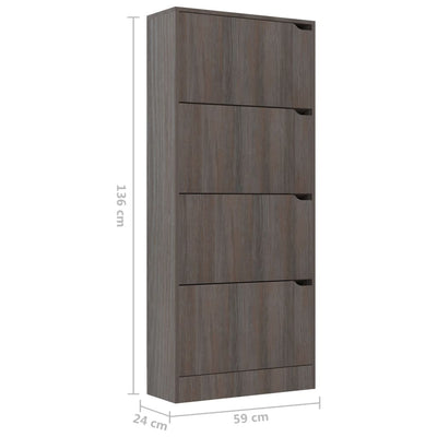 Kenkäkaappi 4 ovella Sonoma-tammi 59x24x136 cm tekninen puu