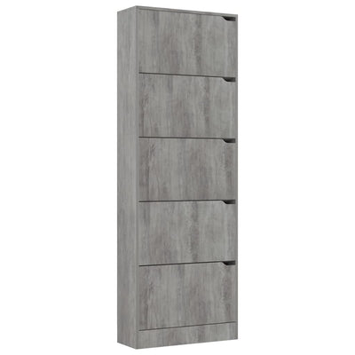 Kenkäkaappi 5 ovella betoni 59x24x167 cm lastulevy