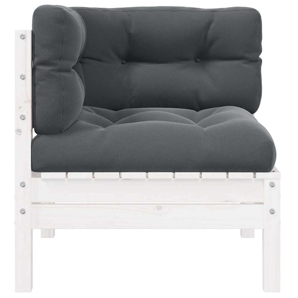 Valkoinen puutarhasohva kulmaosa tyynyillä Abood (mänty)