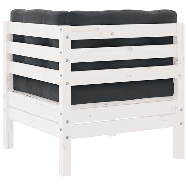 Valkoinen puutarhasohva kulmaosa tyynyillä Abood (mänty)