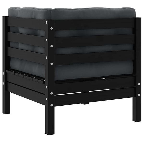 Musta puutarhasohva kulmaosa tyynyillä Abood (mänty)