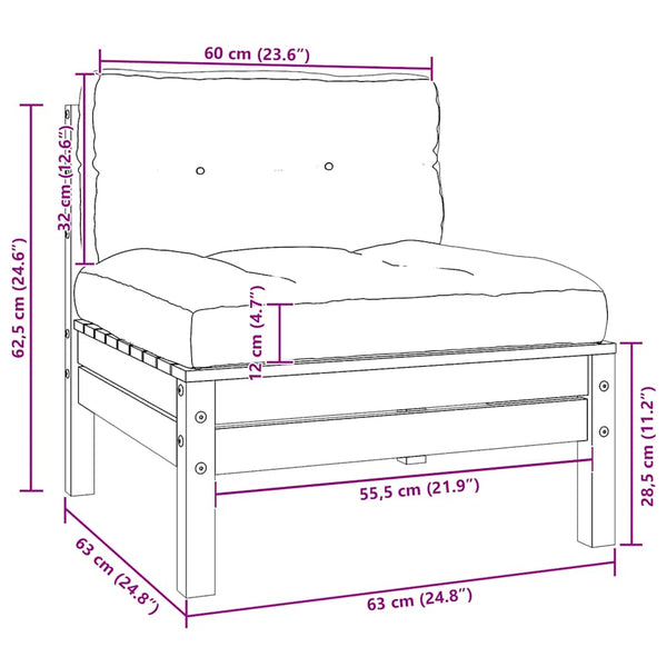 Harmaa puutarhasohvan keskiosa tyynyillä Abood (mänty)