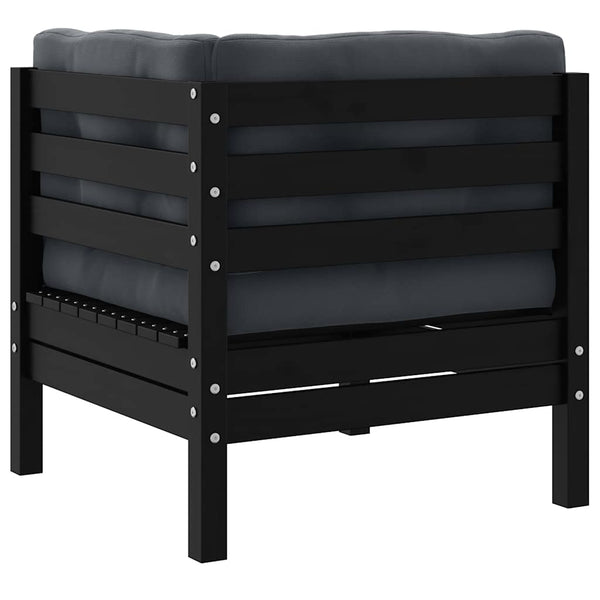 Musta puutarhasohva Abood (2-istuttava, tyynyillä, mänty)