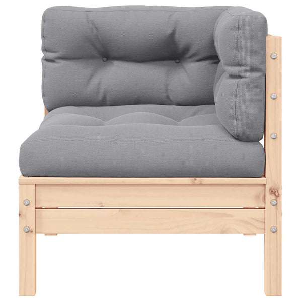 Harmaa puutarhasohvasarja Abood (3-osainen, tyynyillä, mänty)