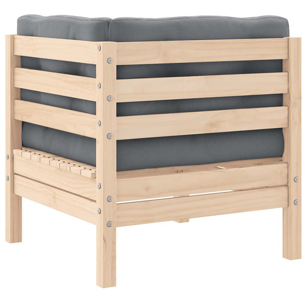 Harmaa puutarhasohvasarja Abood (3-osainen, tyynyillä, mänty)