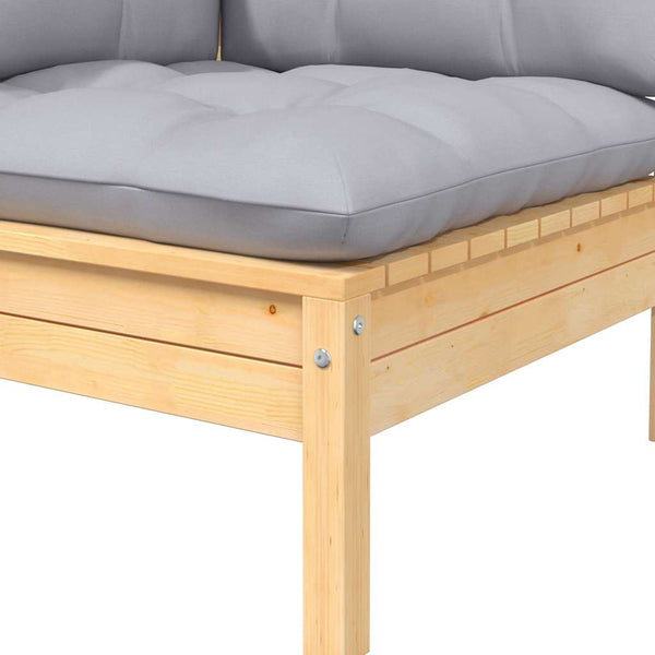 Harmaa puutarhasohvasarja Abood (3-osainen, tyynyillä, mänty)