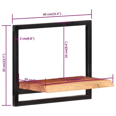 Seinähyllyt 2 kpl 40x24x35 cm täysi akasiapuu ja teräs