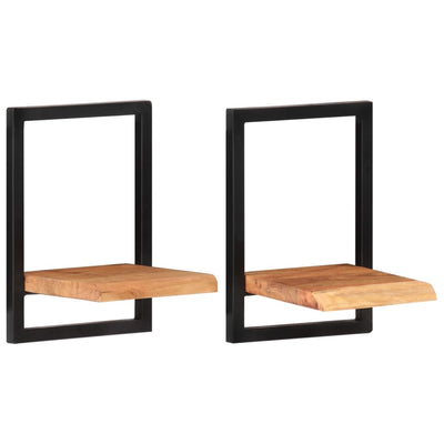 Seinähyllyt 2 kpl 25x25x35 cm täysi akasiapuu ja teräs