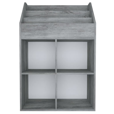 Lasten lehtiteline betoninharmaa 71x30x114 cm tekninen puu