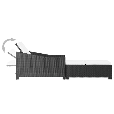 Musta aurinkotuoli Jerimiah (kermanvalkoisella tyynyllä polyrottinki)