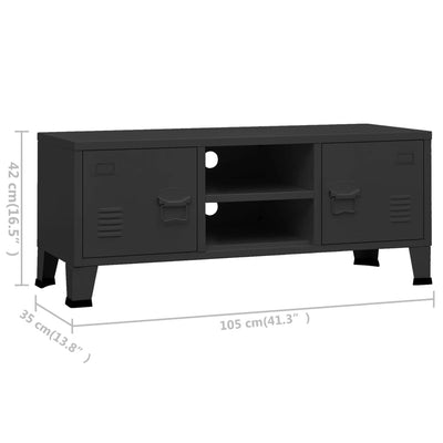Teollinen TV-taso musta 105x35x42 cm metalli