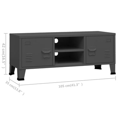 Teollisuustyylinen TV-taso antrasiitti 105x35x42 cm metalli