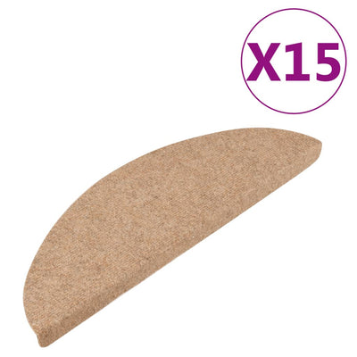 Itsekiinnittyvät porrasmatot 15 kpl 56x17x3 cm beige