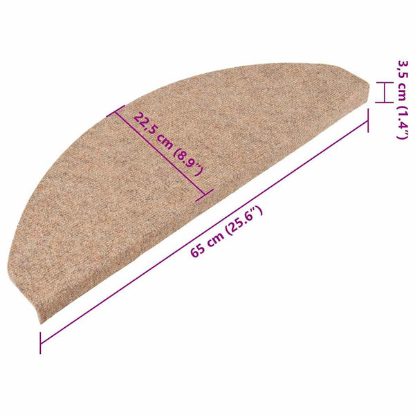 Itsekiinnittyvät porrasmatot 15 kpl 65x22,5x3,5 cm beige