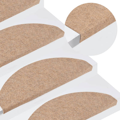 Itsekiinnittyvät porrasmatot 15 kpl 65x22,5x3,5 cm beige