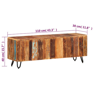 TV-taso 110x30x40 cm kierrätetty täyspuu