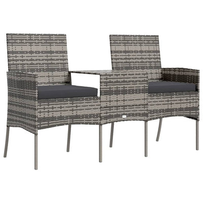 Antrasiitti puutarhasohva ja sivupöytä Vioroca (2-istuttava, polyrottinki)