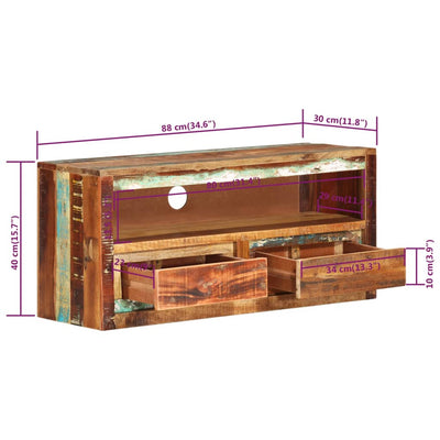 TV-taso 88x30x40 cm kierrätetty täyspuu