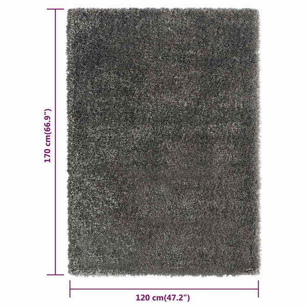 Korkeanukkainen Shaggy matto antrasiitti 120x170 cm 50 mm