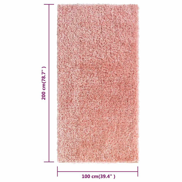 Korkeanukkainen Shaggy matto pinkki 100x200 cm 50 mm
