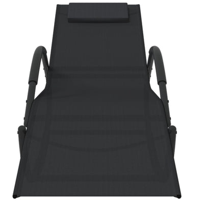 Musta keinuvat aurinkotuolit Ifrim (2 kpl, teräs ja textilene)