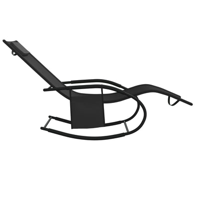 Musta keinuvat aurinkotuolit Kameri (2 kpl teräs ja textilene)