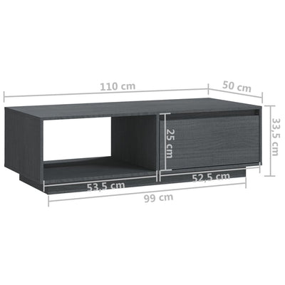 Sohvapöytä harmaa 110x50x33,5 cm täysi mänty