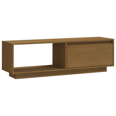 TV-taso hunajanruskea 110x30x33,5 cm täysi mänty