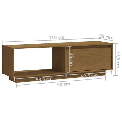 TV-taso hunajanruskea 110x30x33,5 cm täysi mänty