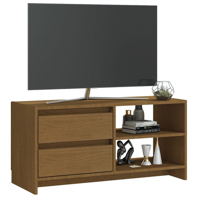 TV-taso hunajanruskea 80x31x39 cm täysi mänty