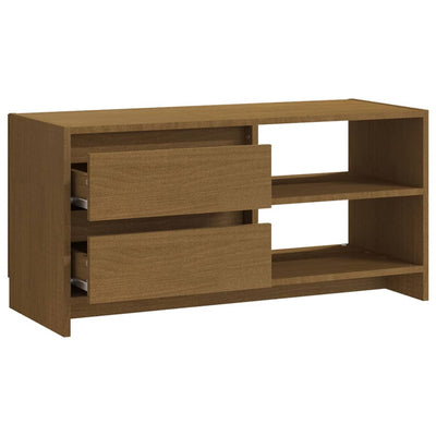 TV-taso hunajanruskea 80x31x39 cm täysi mänty