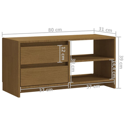 TV-taso hunajanruskea 80x31x39 cm täysi mänty