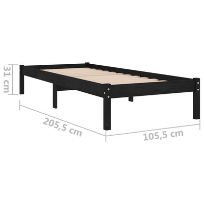 Sängynrunko täysi mänty musta 100x200 cm