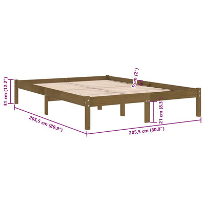 Hunajanruskea sängynrunko Tomiris 200x200cm (mänty)