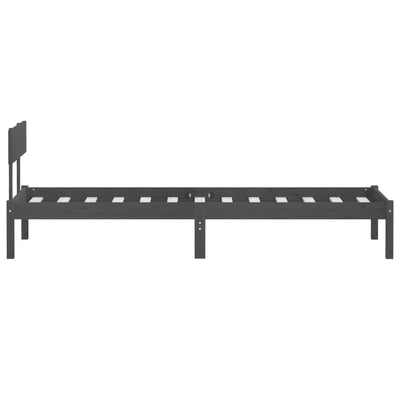 Sängynrunko harmaa täysi mänty 90x190 cm Single