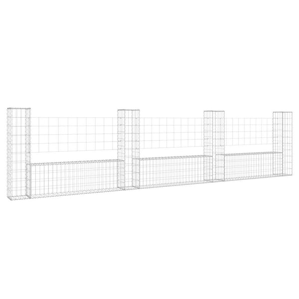 U-muotoiset kivikorit 4 pylväällä rauta 380x20x100 cm