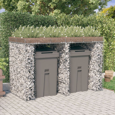 Gabion kivikoriseinä jäteastialle 192x91x120 cm sinkitty rauta