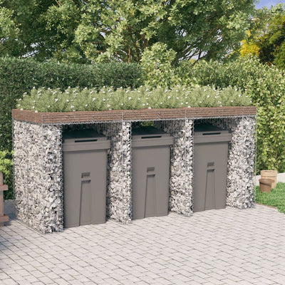 Gabion kivikoriseinä jäteastialle 270x91x120 cm sinkitty rauta