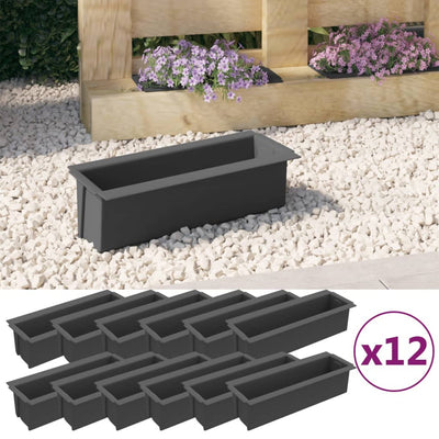 Kukkalaatikot eurolavoille 12 kpl harmaa 36x13,5x9,5 cm PP