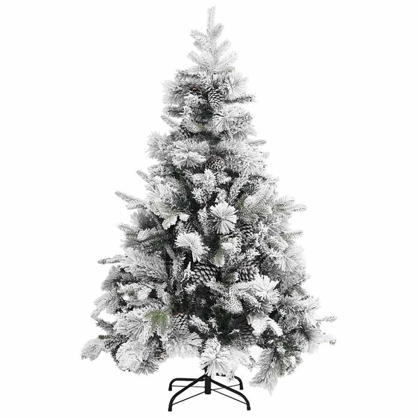 Tekojoulukuusi lumihuurteella ja kävyillä 150 cm PVC ja PE
