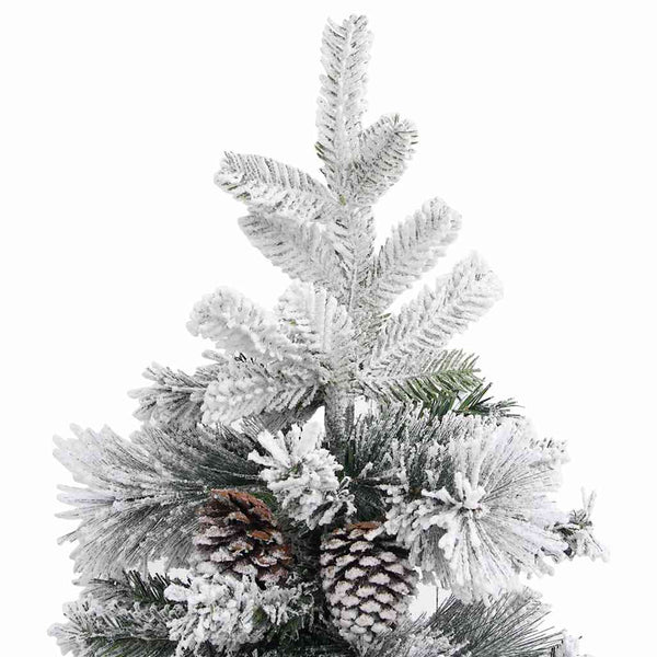 Tekojoulukuusi lumihuurteella ja kävyillä 150 cm PVC ja PE