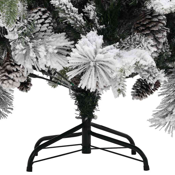 Tekojoulukuusi lumihuurteella ja kävyillä 150 cm PVC ja PE