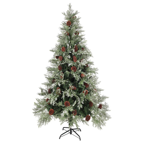 Vihreä ja valkoinen tekojoulukuusi kävyillä Maltezian 195cm (pvc ja pe)