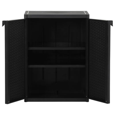 Puutarhan varastokaappi musta 65x45x88 cm PP rottinki