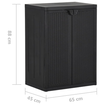 Puutarhan varastokaappi musta 65x45x88 cm PP rottinki