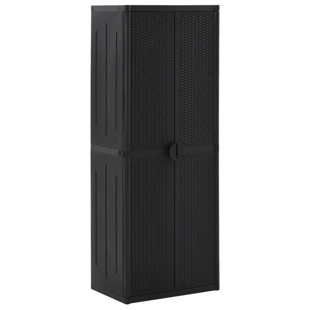 Ulkosäilytyskaappi Zarandu 65x45x172cm mustana (pp rottinki)
