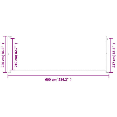 Sisäänvedettävä terassin sivumarkiisi 220x600 cm ruskea