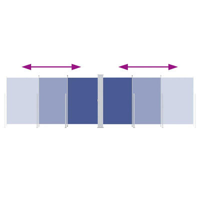 Sininen sisäänvedettävä sivumarkiisi Solimna 180x600cm