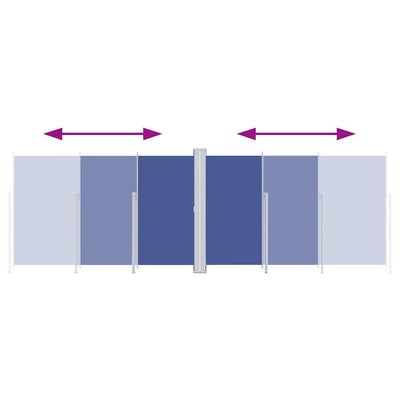 Sininen sisäänvedettävä sivumarkiisi Solimna 200x600cm